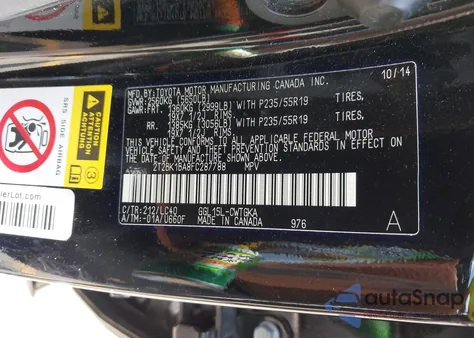 2015 Lexus Rx 350 z USA, uszkodzony, nr VIN 2T2BK1BA8FC287788